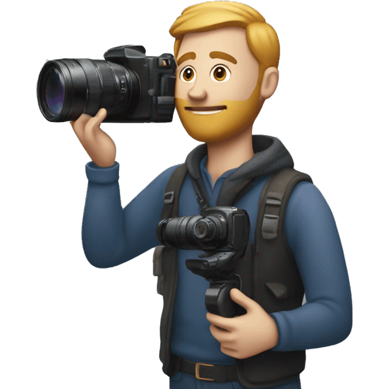 Man mit Sony Camera in Hand while shooting emoji