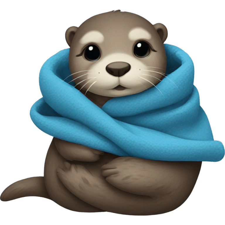 otter cozy in blue blanket emoji