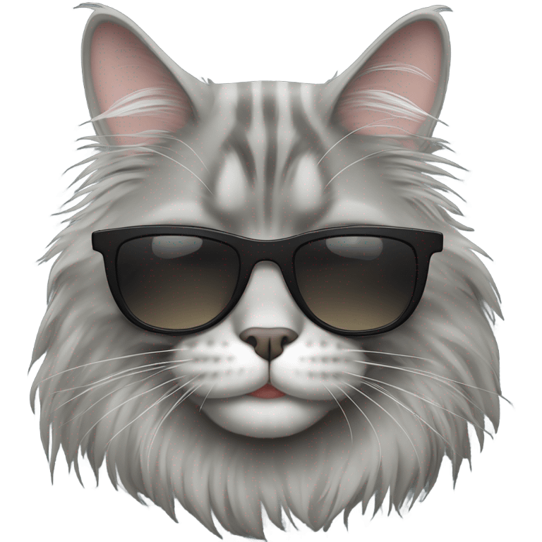 Grey Mainecoon cat with sunglasses emoji