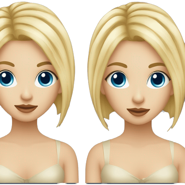 Jeune fille aux yeux bleus avec une coupe blonde vénitienne  emoji