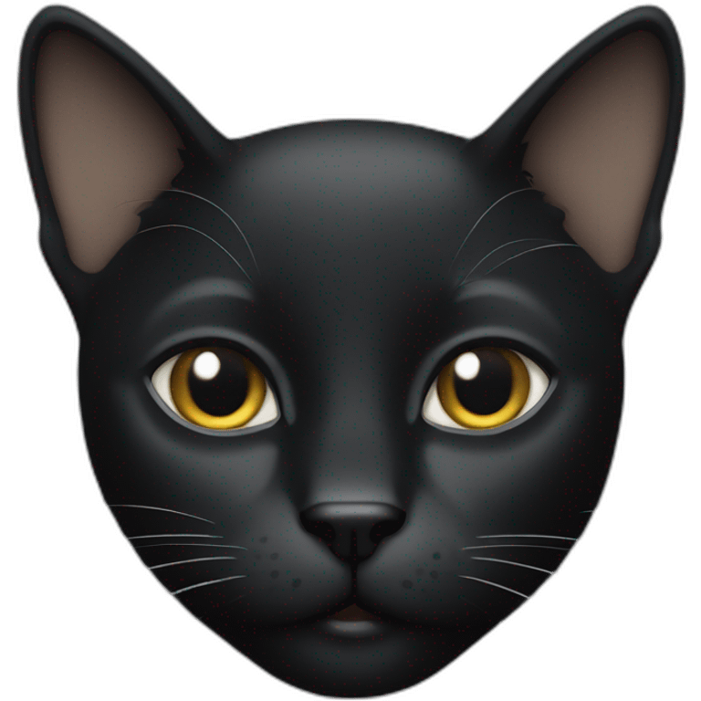 black cat with white stripe on nose and forehead emoji