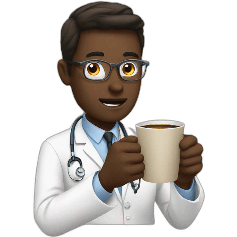 a white doctor asking coffee emoji