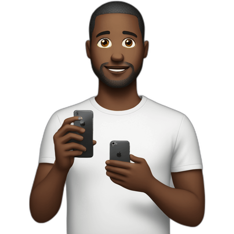 Man with latest iphone in hands emoji