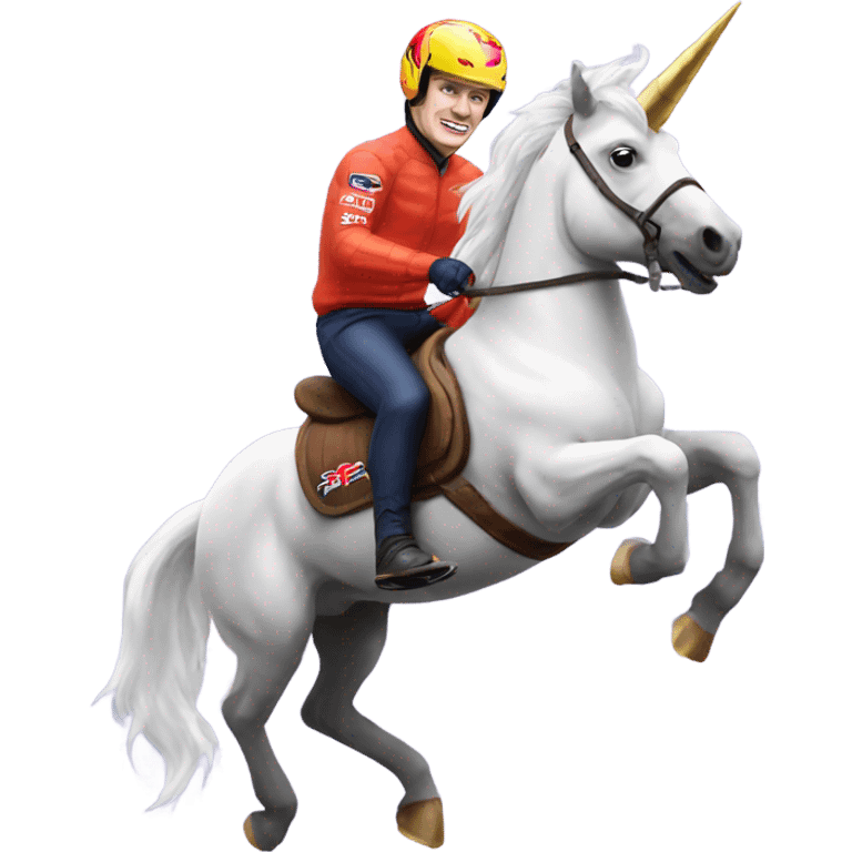 Max Verstappen riding a unicorn emoji