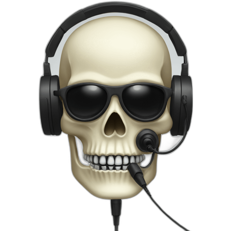 Military Skeleton mask with a long black mask underneath it and headset with a microphone emoji