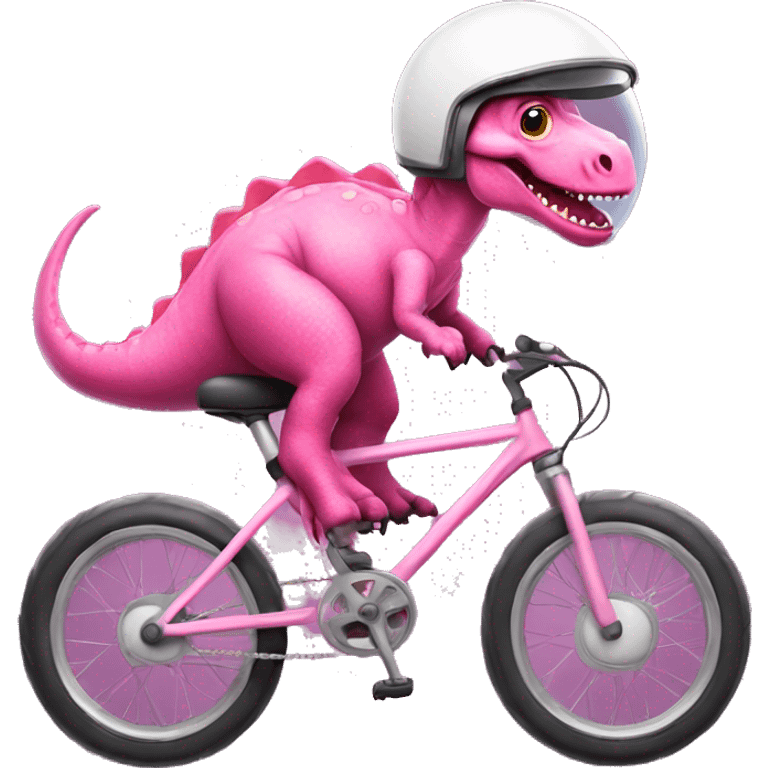 pink dinosaur  with a astronaut helmet on his head on a bike emoji