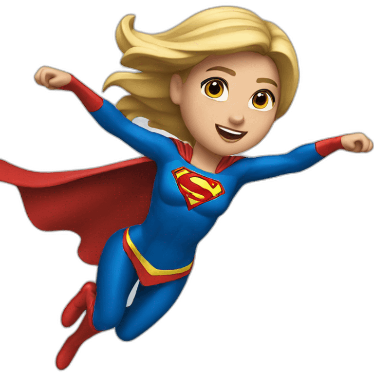 Supergirl flying, horizontal emoji