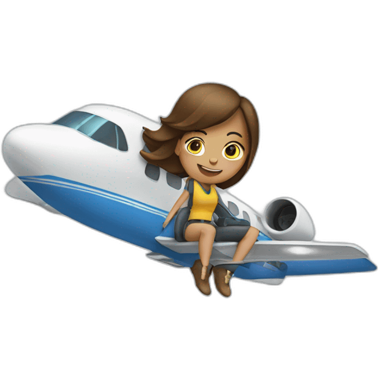 woman riding plane sitting on top of it emoji