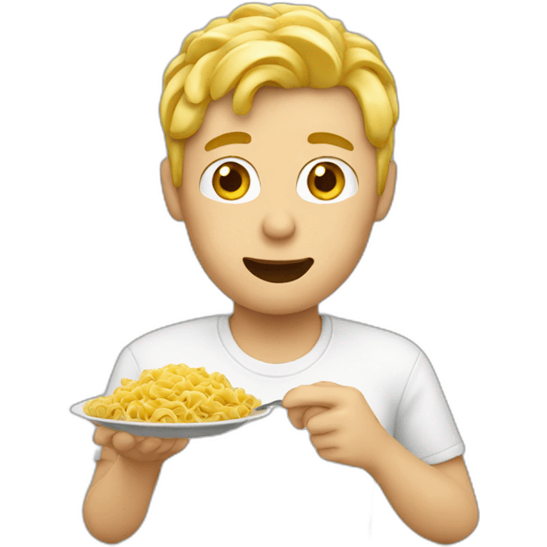 blonde man eating pasta emoji