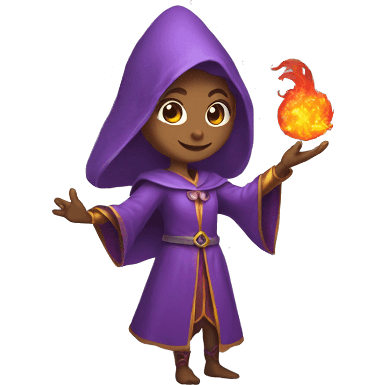 female elf with elf ears wizard wearing purple robes casts fireball emoji