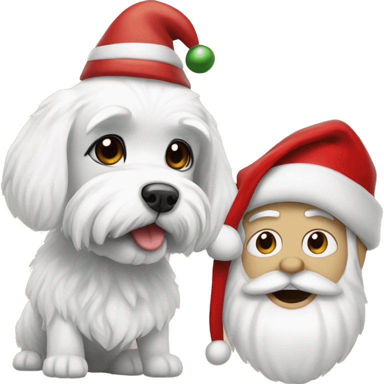  white maltese dog and Santa Claus  emoji