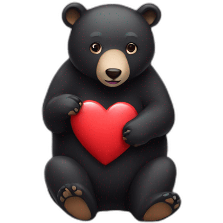 Black Bear with heart emoji