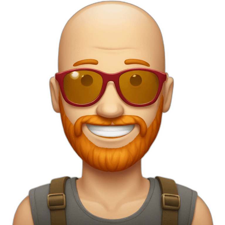 smiling bald red beard men with sun glasses emoji