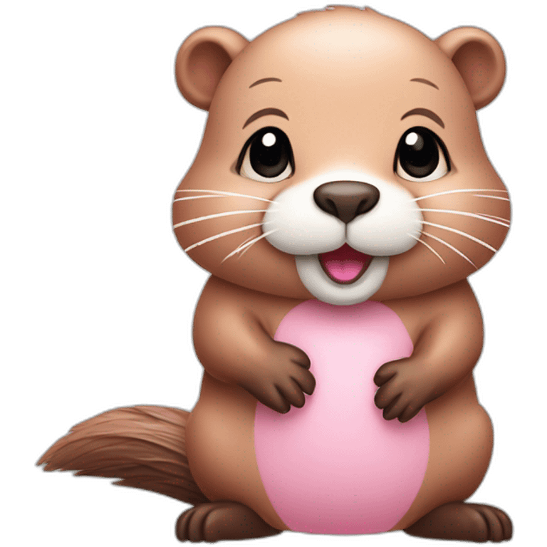 light pink fur cute beaver with big tail emoji