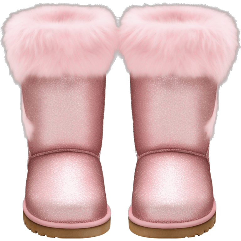 Realistic light pink glitter and fur Ugg boots. emoji