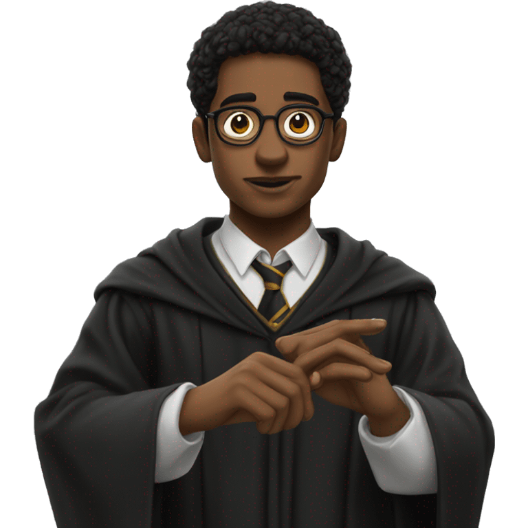 Hogwarts student makes pew pew with their hands emoji