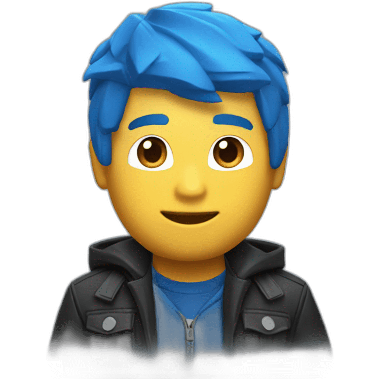 personaje de roblox rubio con chaqueta azul  emoji