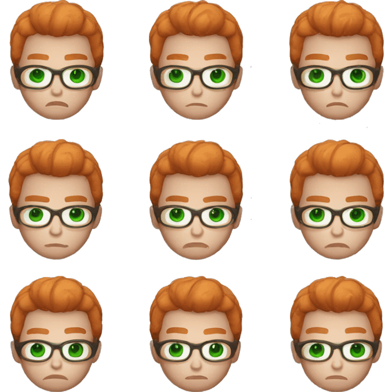 guy with ginger hair, round glasses, round face, green eyes, anger, skinny, straight hair, knit sweater emoji