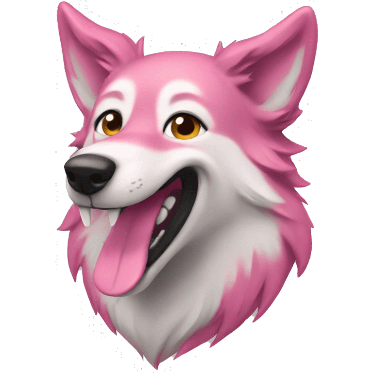 pink wolf dog smile emoji