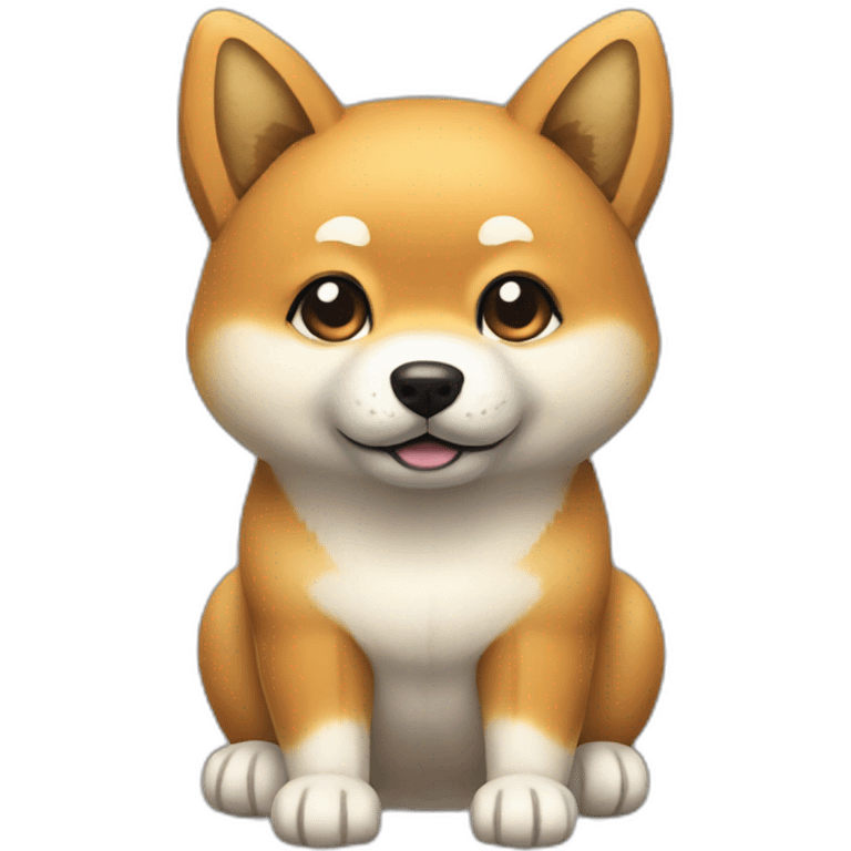 shiba inu full body sit 3/4 with back paws like down emoji