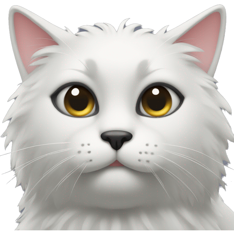 fluffy black cat with white spot on nose emoji