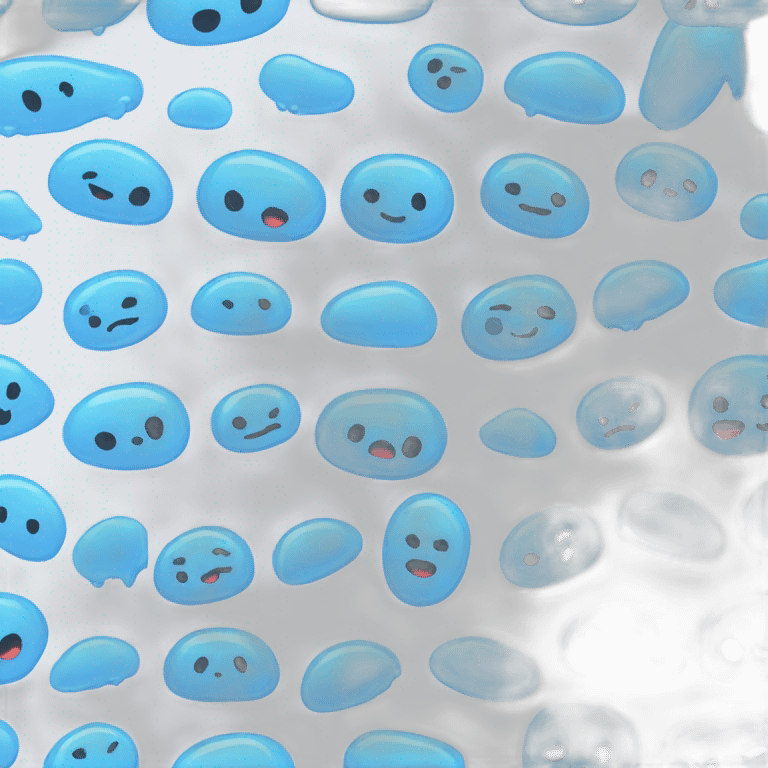 Blue anime slime, anime style, pretty, simple vector, simple white background, emoji