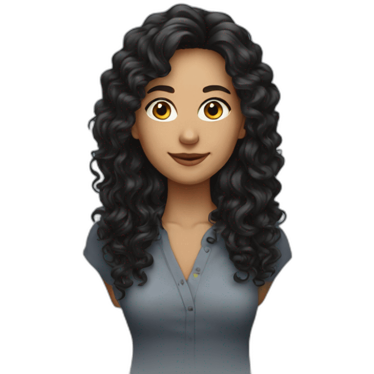 alyson our boss long curly dark hair emoji