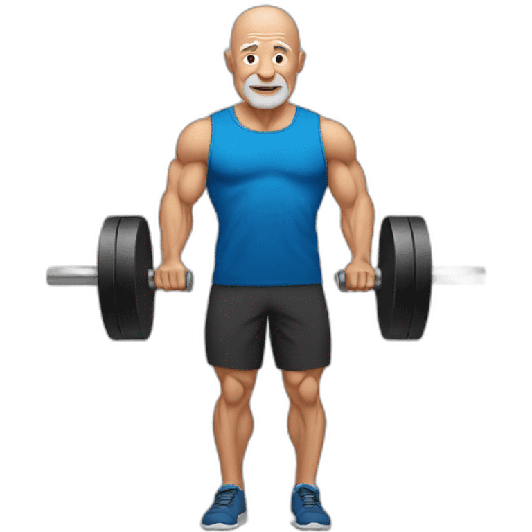 old bald man lifting weights muscular emoji