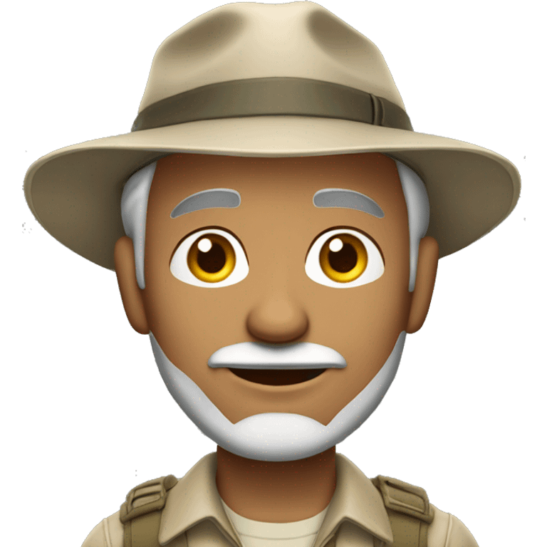 English Sahara man in safari outfit with grey hair and hat  emoji