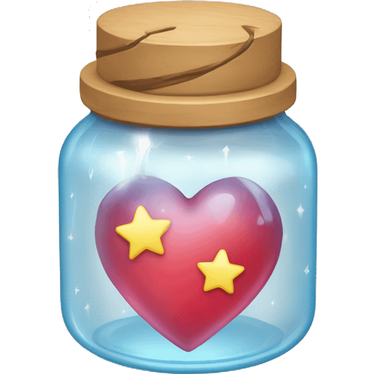 glass jar with heart, lightning, drop and star inside emoji