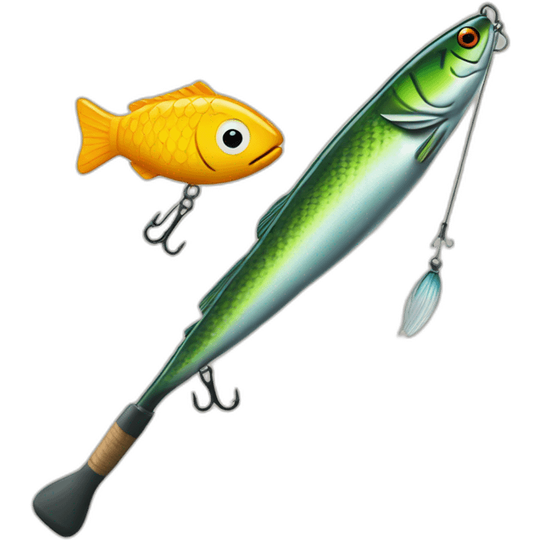 Fishing rod and fishing lure emoji