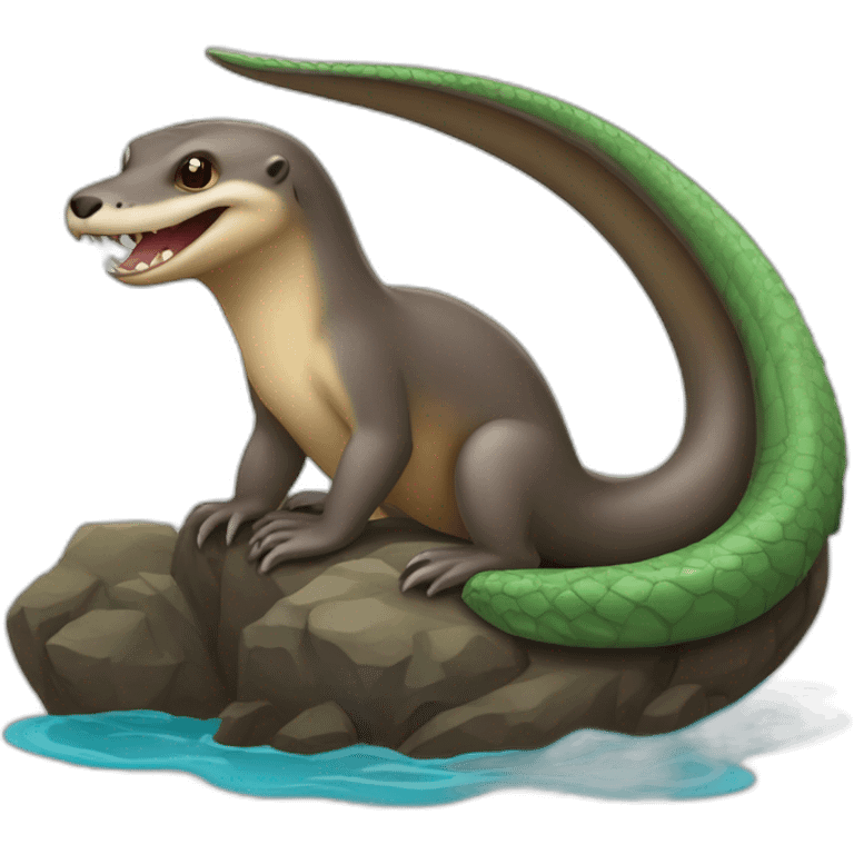 Loutre sur un dragon de komodo emoji