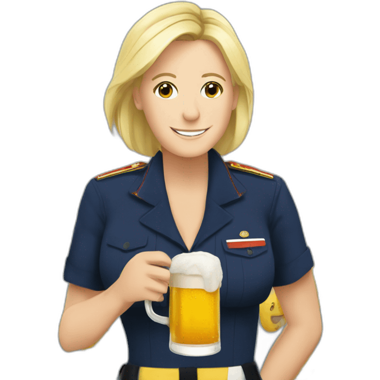 Marine lepen avec une bière emoji