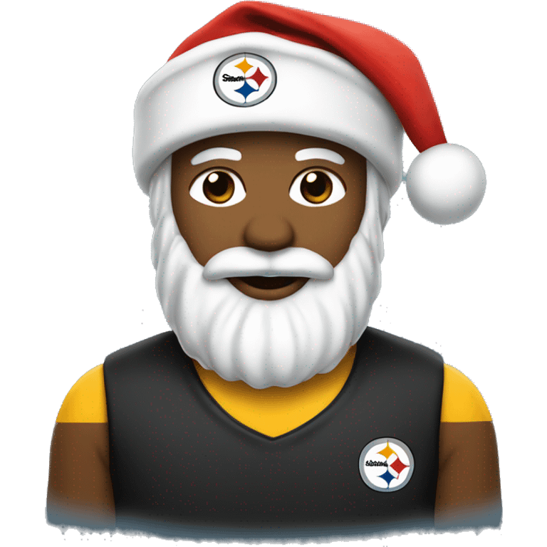 Santa clause wearing a Pittsburgh Steelers hat emoji