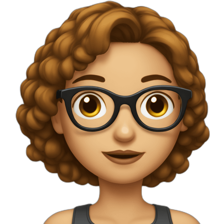 Fille avec cheveux court marrons et avec des lunettes rondes emoji