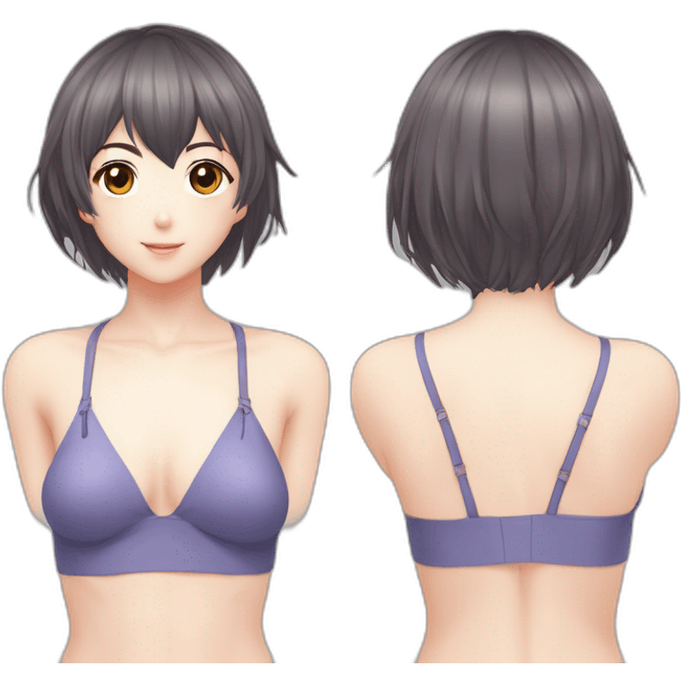 realistic full body rei ayanami nue short hair teen back and front views bikini emoji