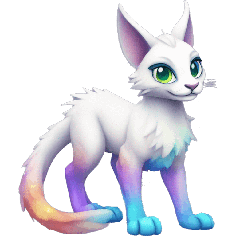 Cute Kawaii Epic Ethereal Sparkly Colorful Sergal-Caracal-Vernid full body emoji