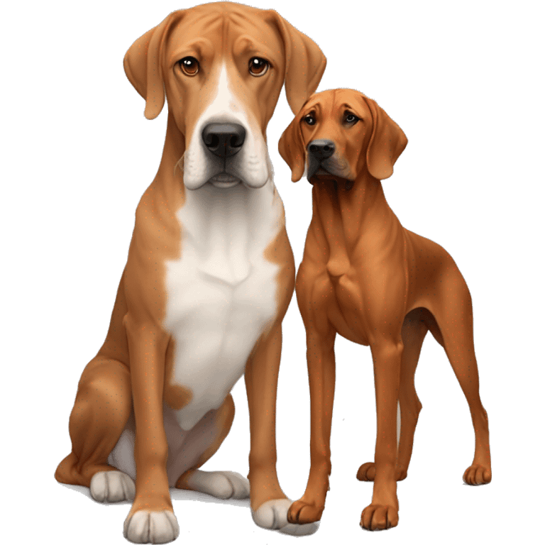 white male with long rainbow colored hair alongside a brown rhodesian ridgeback emoji