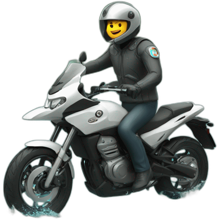 un chat sur une moto sur l'eau emoji