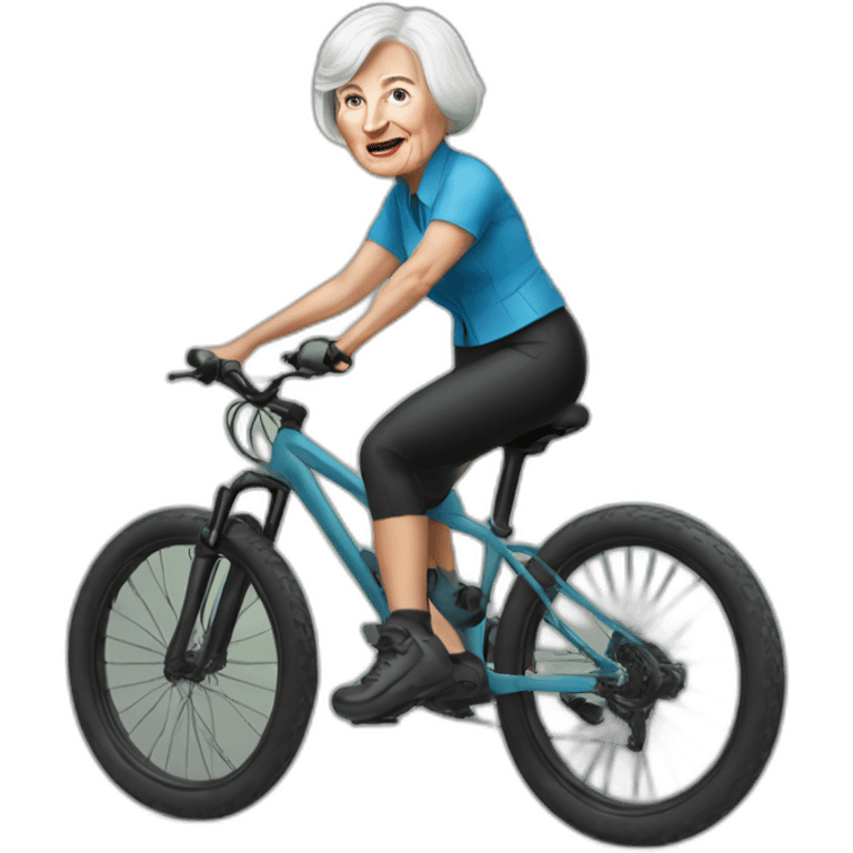 Janet Yellen riding MTB emoji