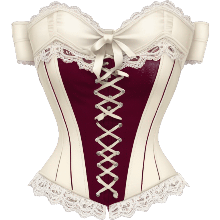 Burgundy ivory corset with lace and bow emoji