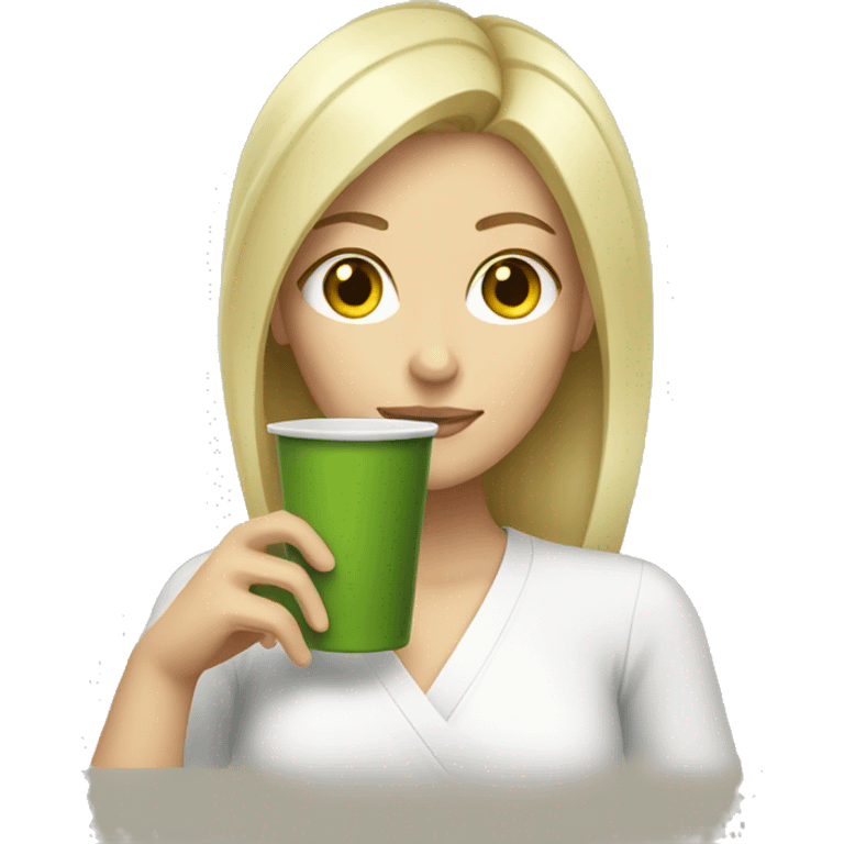 Blonde Women with a Matcha Cup emoji