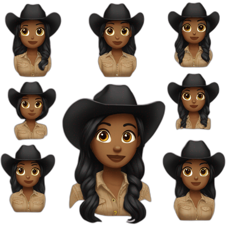 cowgirl straight black hair emoji