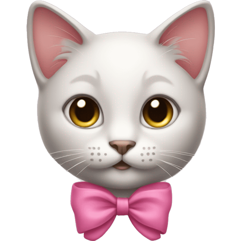 kitty with a little pink bow on right sides ear  emoji