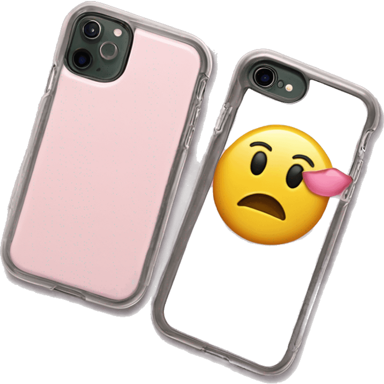 light pink phone case without the phone, and light pink lip gloss case attached to the back of the case without any face emoji