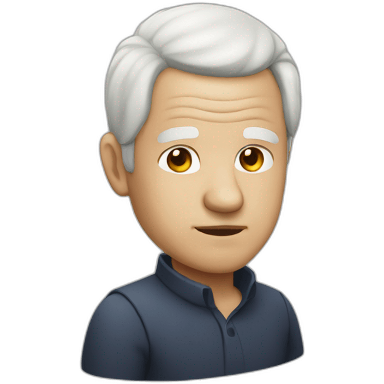 Old man with white hair balding front and ponytail emoji