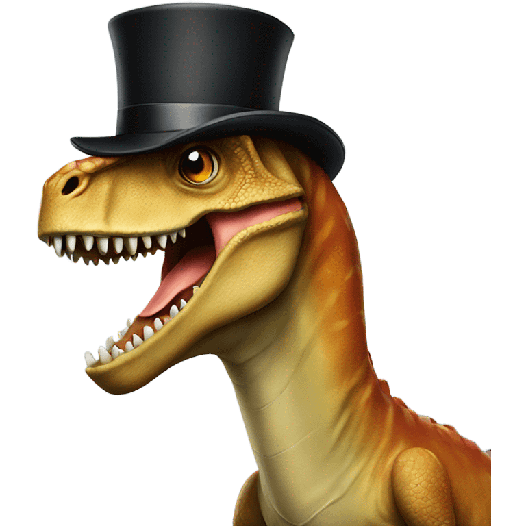 Dinosaur with top hat emoji