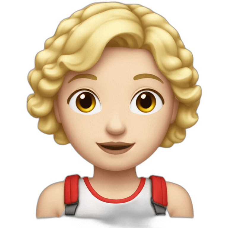 short white girl with blonde hair and red strips in hair emoji