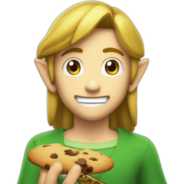 Link de Zelda qui mange un cookies emoji