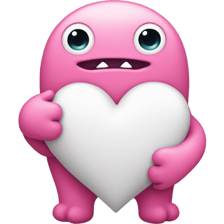 cute pink monster hug white heart emoji